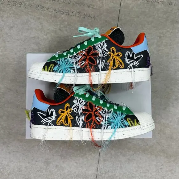 Vintage Y2K Adidas Superstar Low Top Shoes Mens 10 Wotherspoon Black - Picture 2 of 11